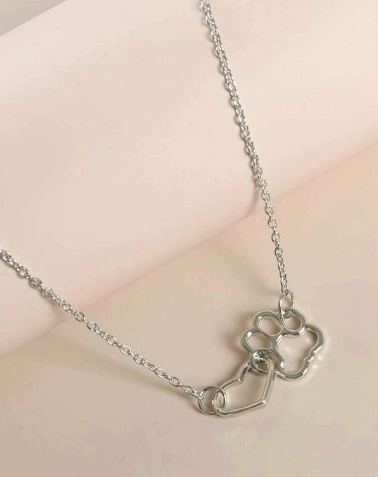 Heart paw print necklace