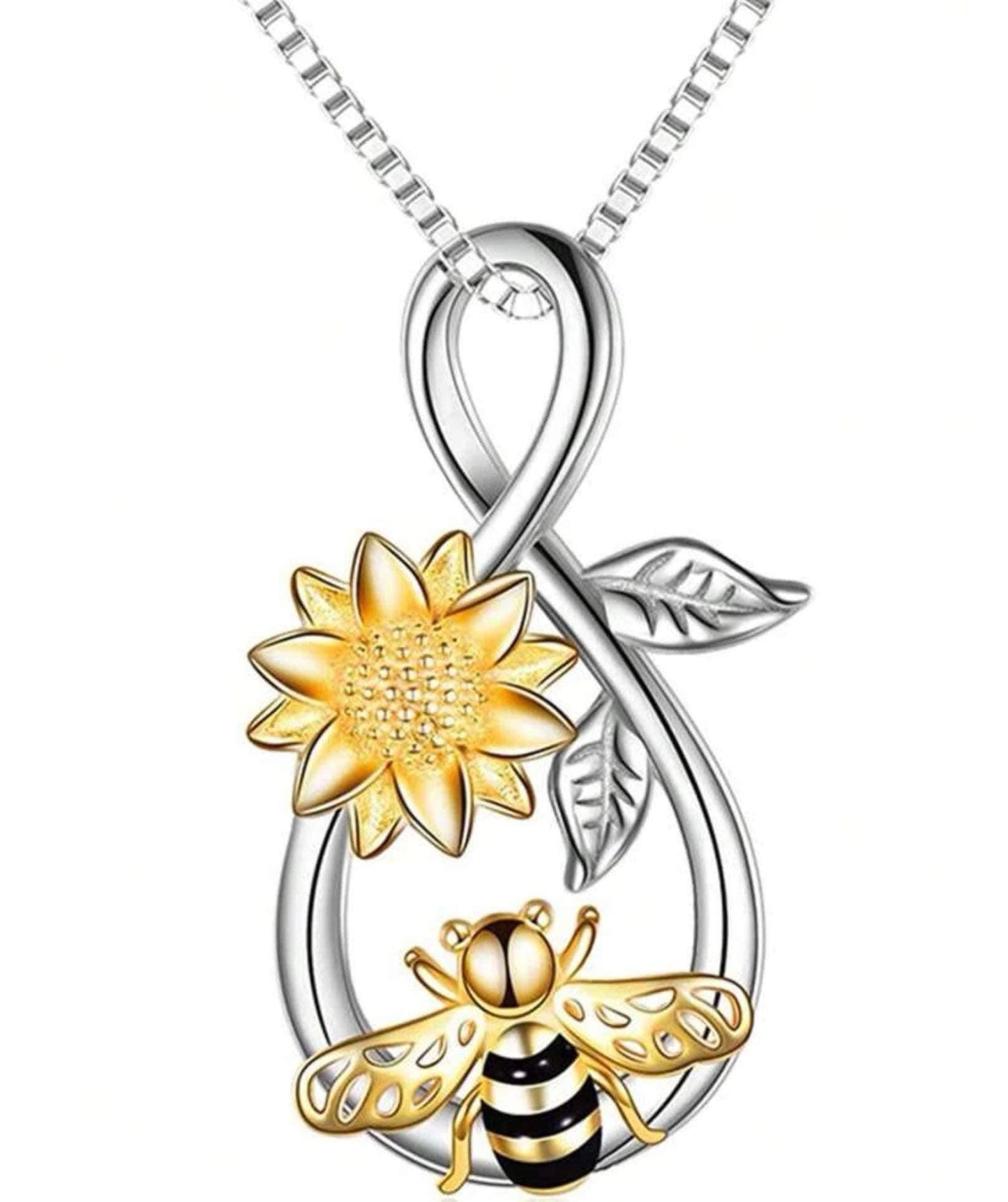 Flower bee necklace