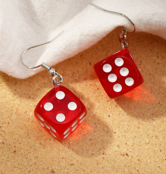 Red dice earrings