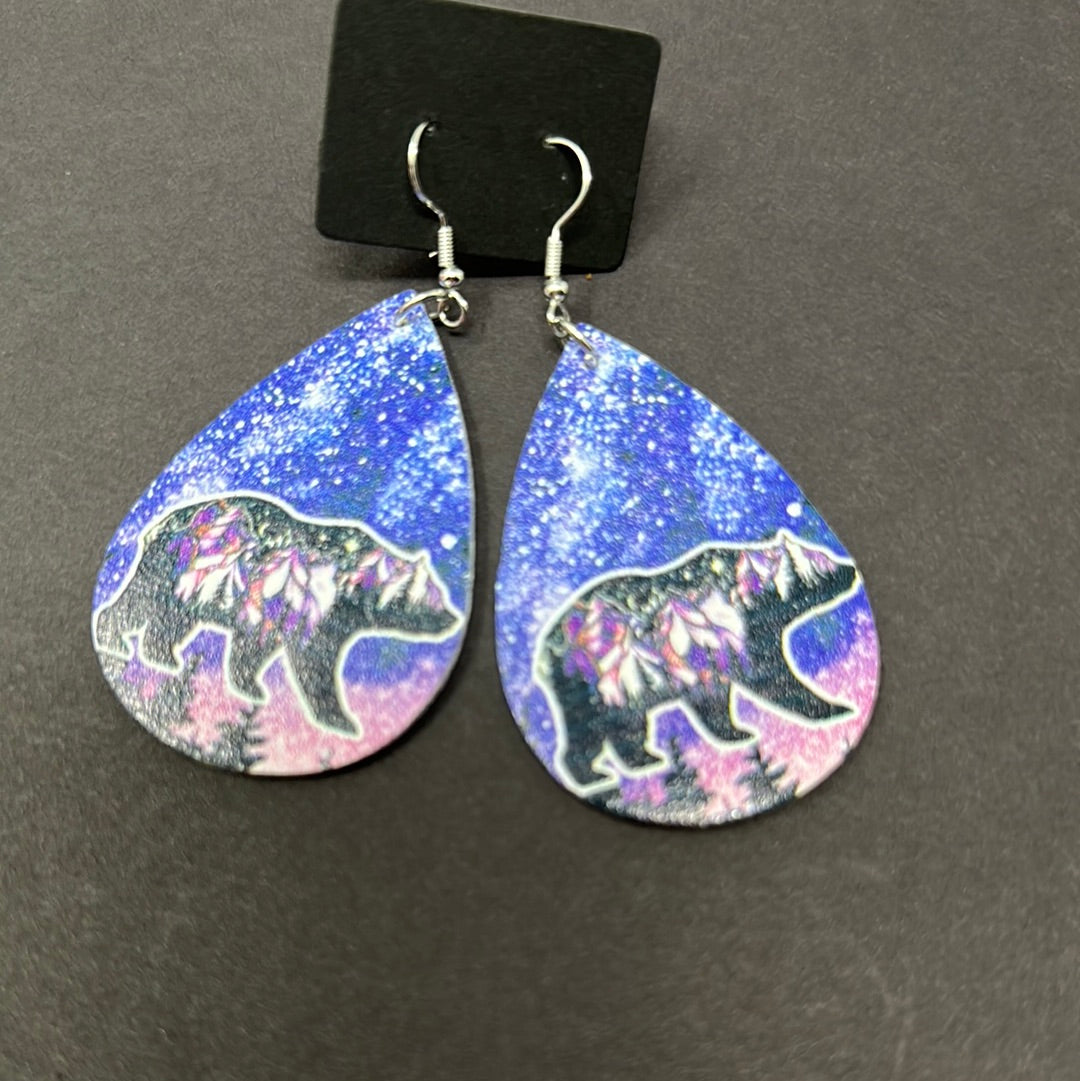 Galaxy bear, teardrop earrings