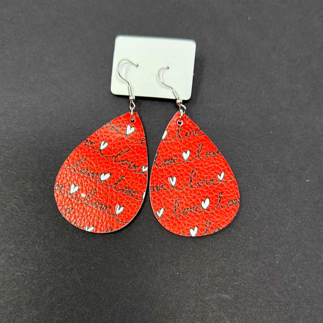 Red love teardrop earrings