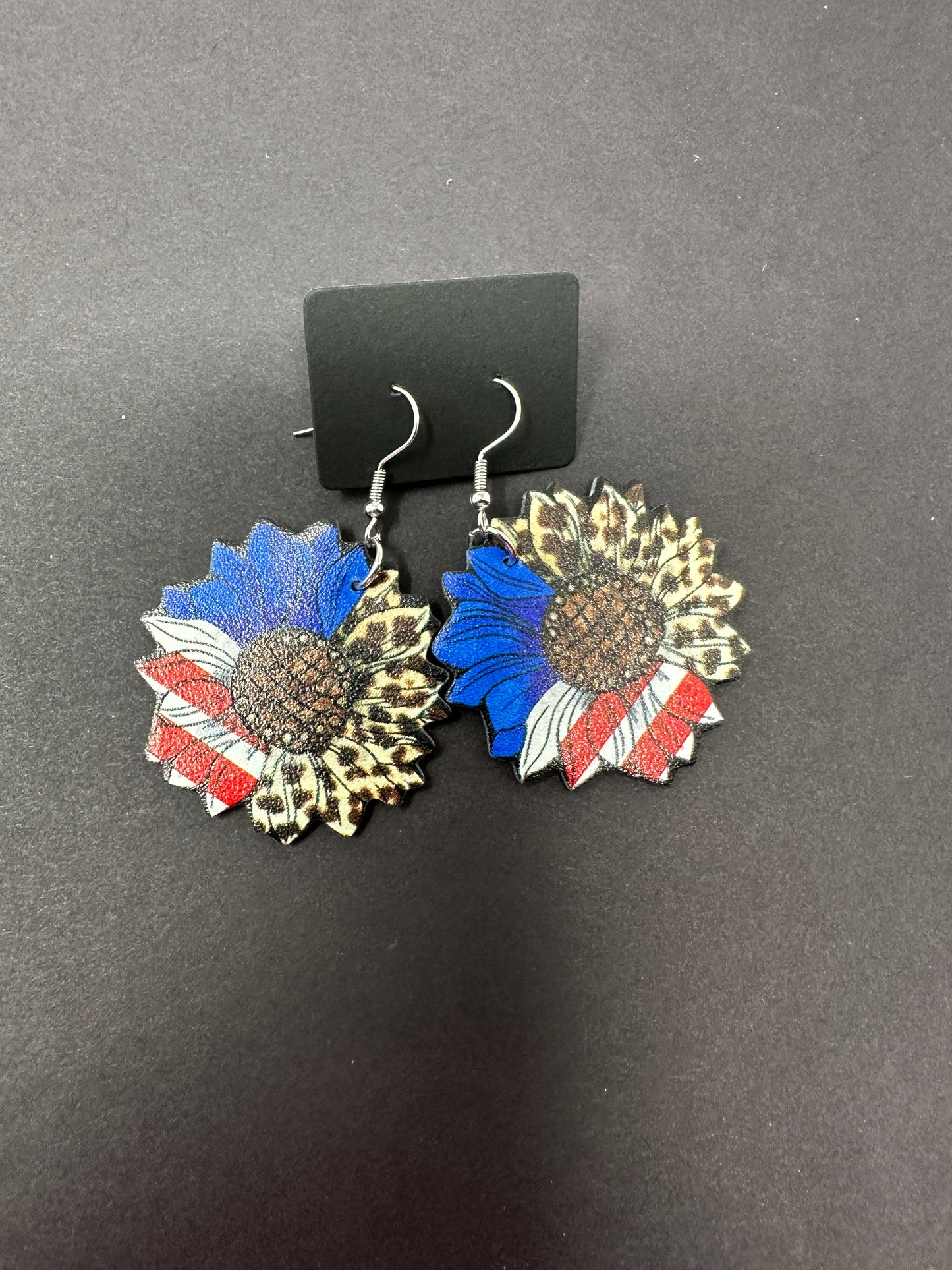 Red white blue leopard sunflowers